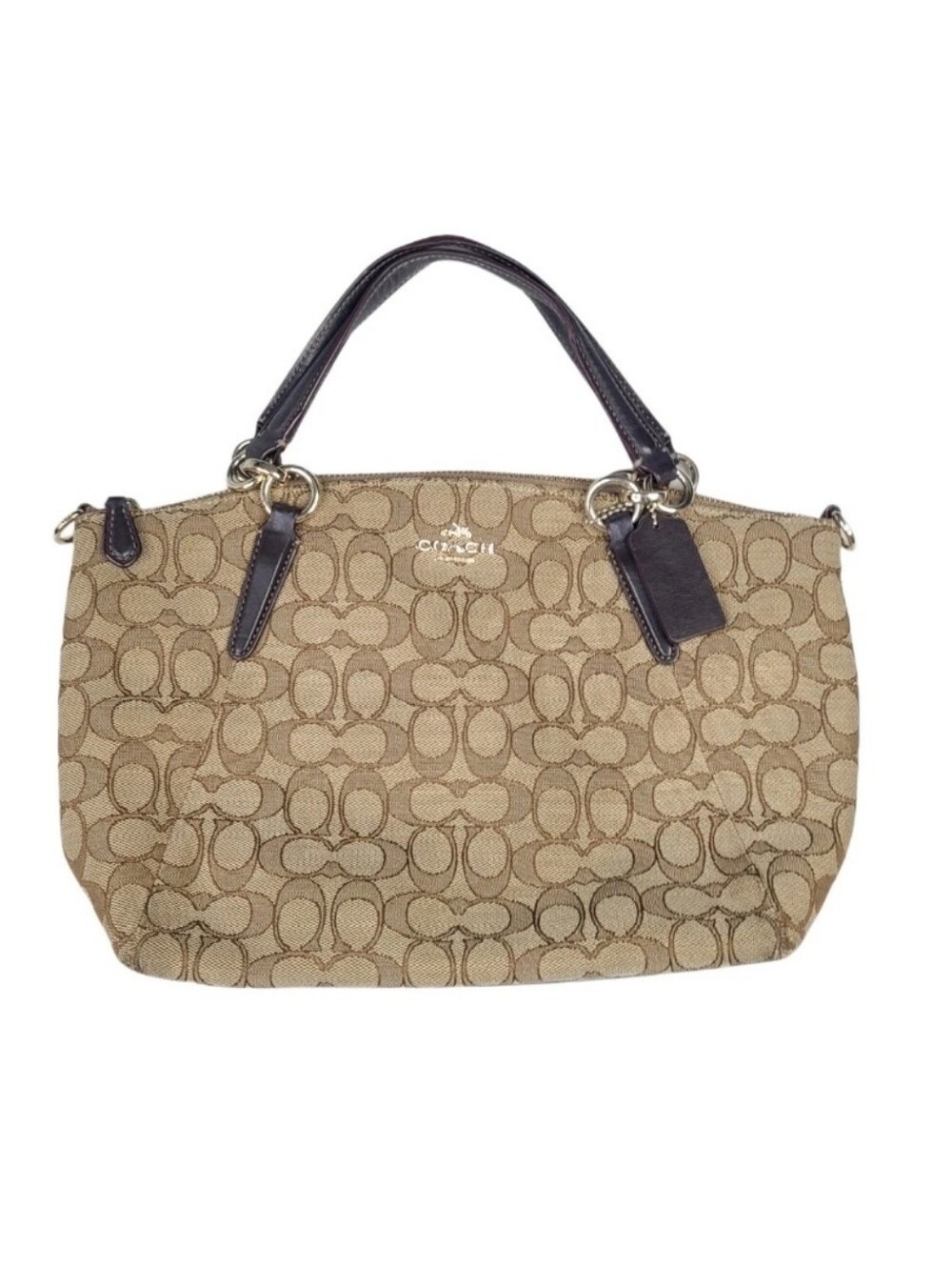 Coach Small Kelsey Satchel F36625 Signature Brown ( Missing Large Strap )